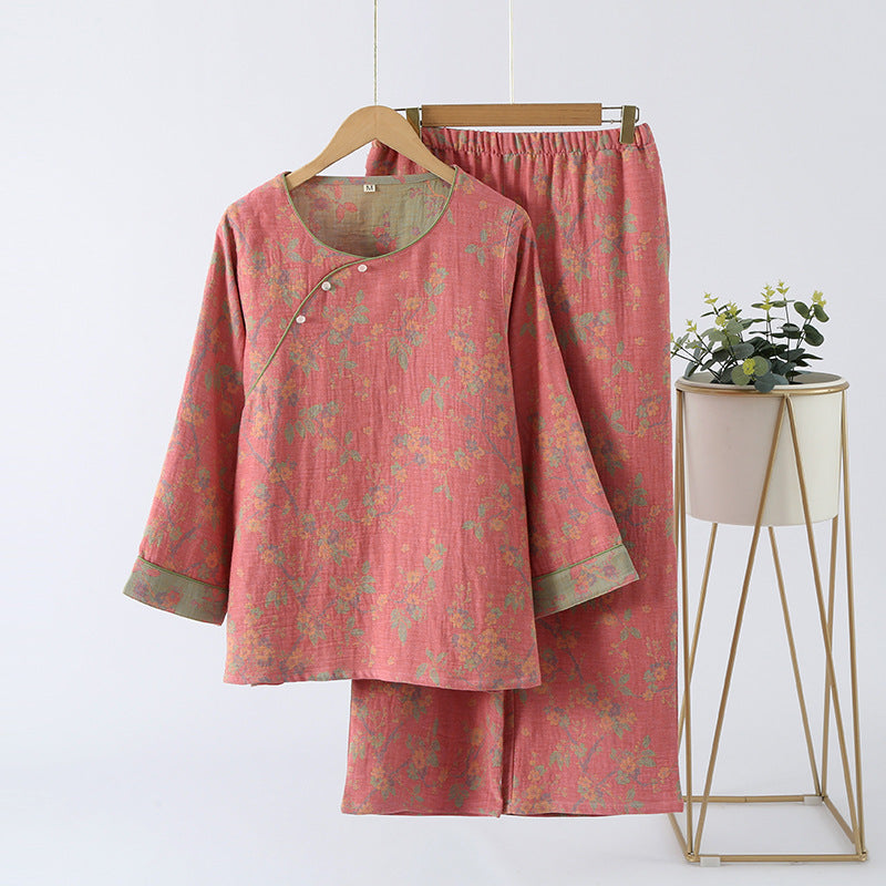 Completo da casa in puro cotone vintage Jacquard - Rosa scuro - XL - image 10