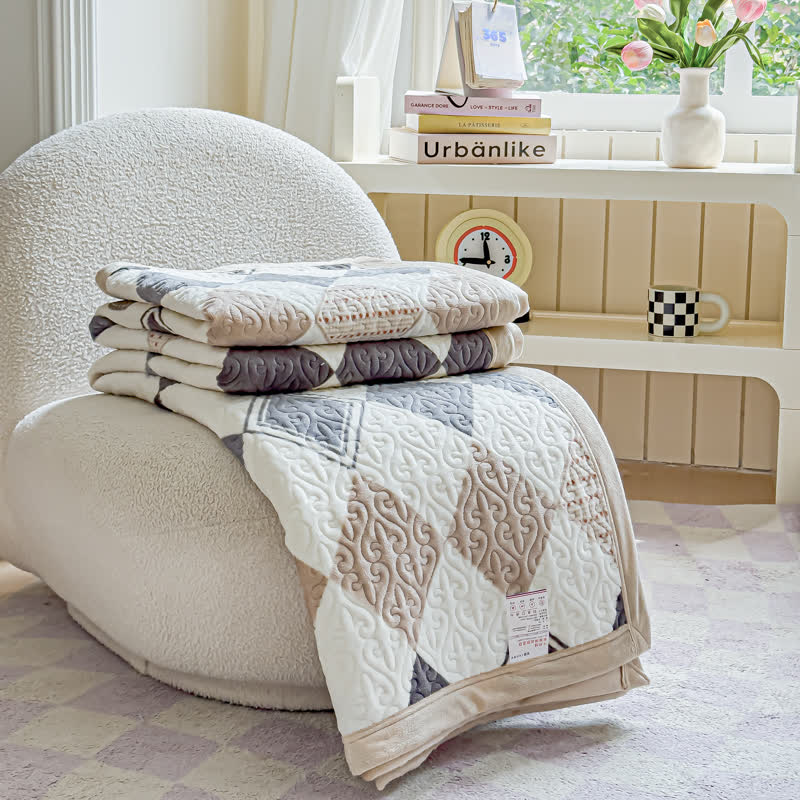 Set di biancheria da letto invernale con stampa a rombi (4 pezzi)