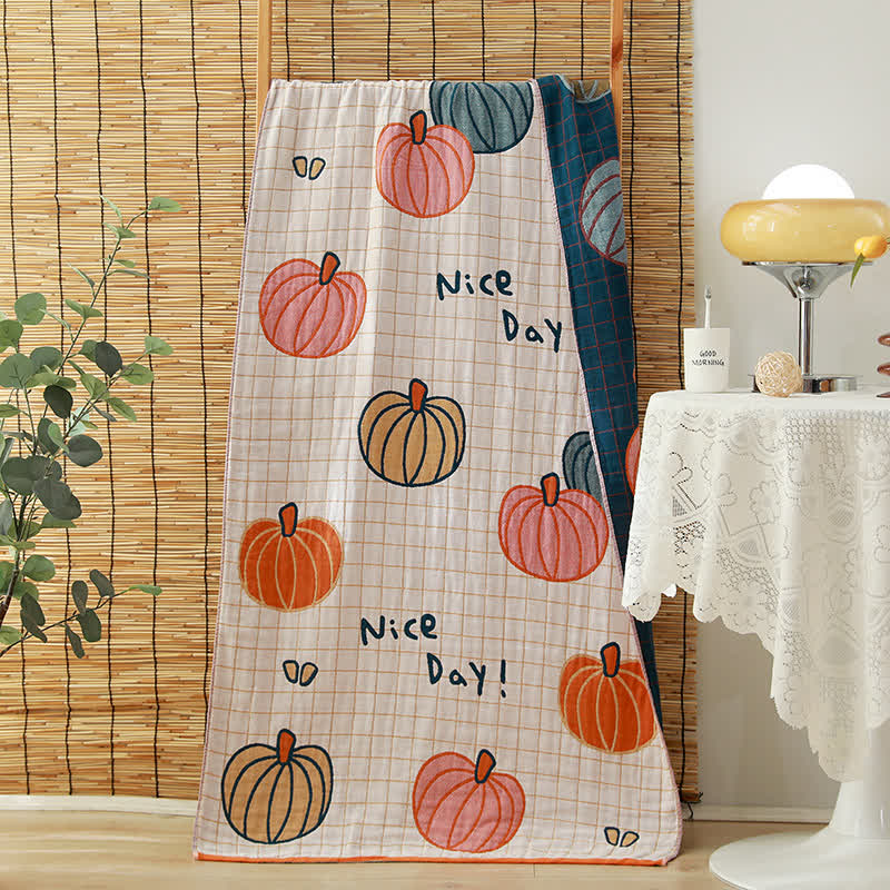 Asciugamano da bagno in garza di cotone con motivo zucca di Nice Day