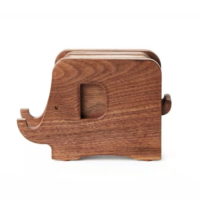 Porta telefono in legno a forma di elefante