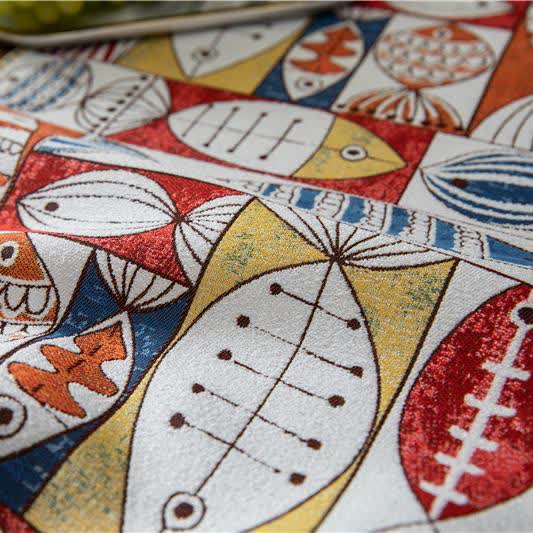 Runner da tavolo decorativo con nappa in ciniglia a forma di pesce