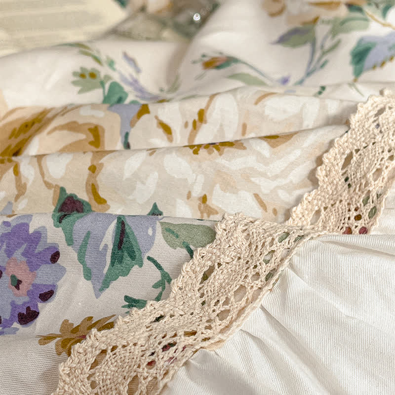 Lussuoso set di biancheria da letto floreale in puro cotone (4 pezzi)