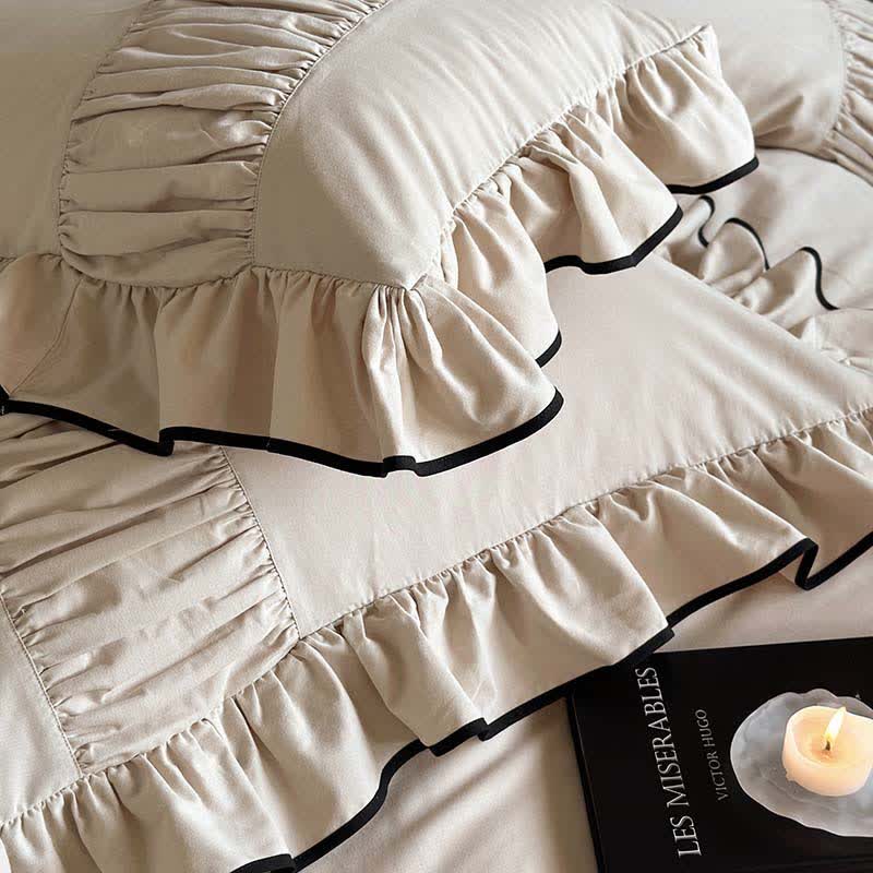 Set di biancheria da letto in cotone spazzolato in stile francese (4 pezzi)