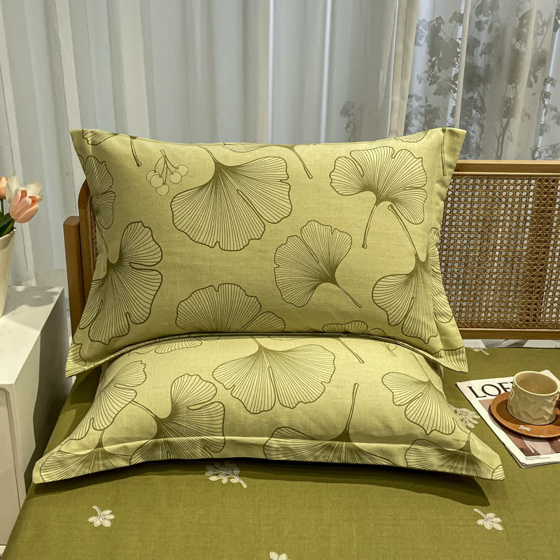 Biancheria da letto in cotone spazzolato con foglie di ginkgo