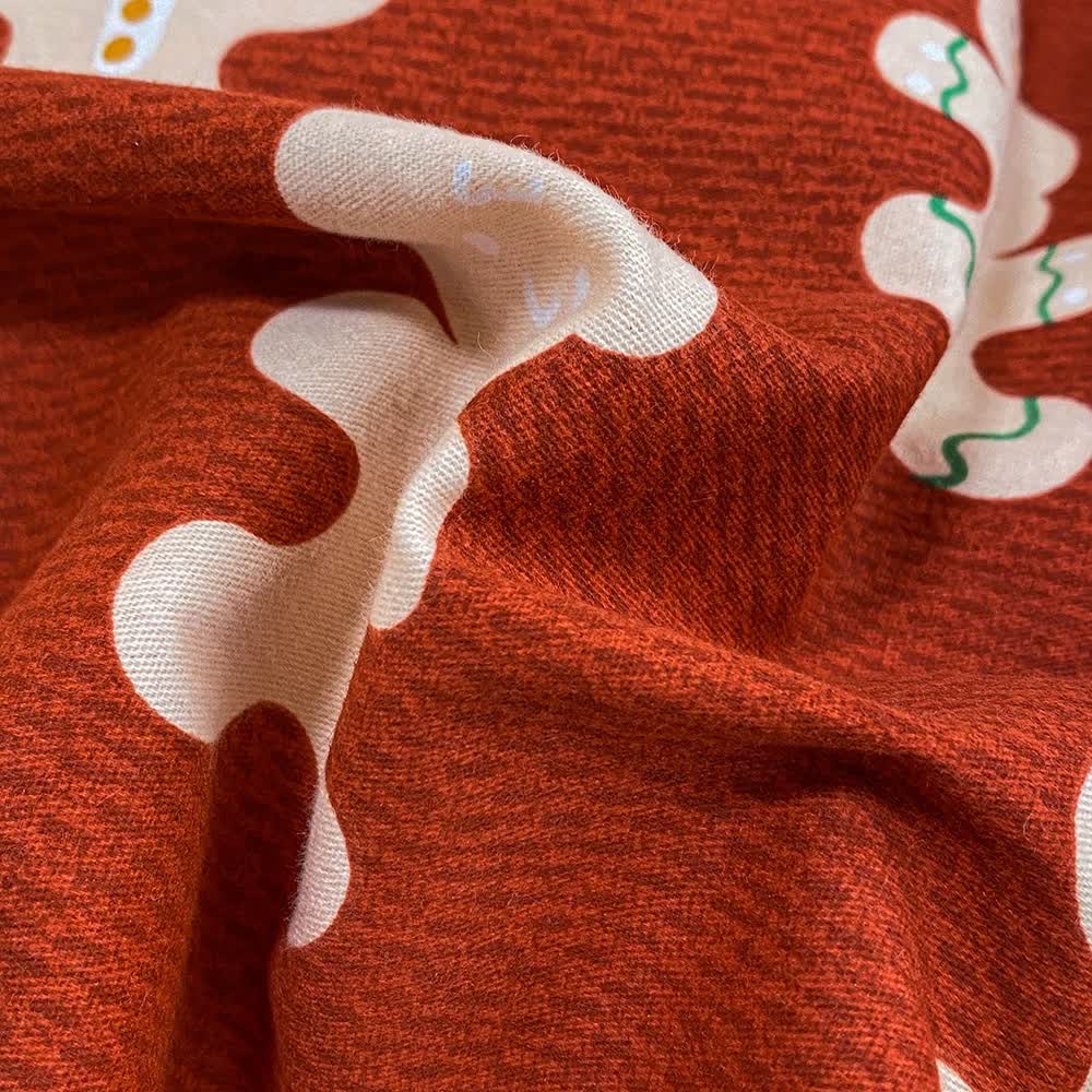 Set di biancheria da letto con orsetto di pan di zenzero in puro cotone spazzolato (4 pezzi)