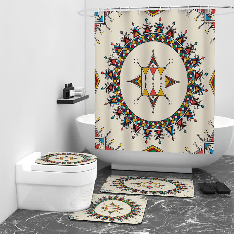 Set di tappetini per tende da doccia impermeabili in stile bohémien