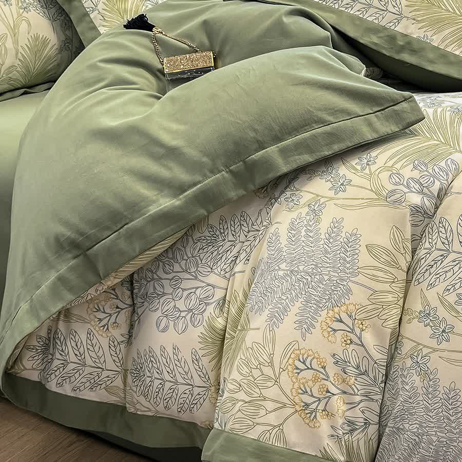 Set di biancheria da letto in cotone spazzolato Rural Leaf (4 pezzi)