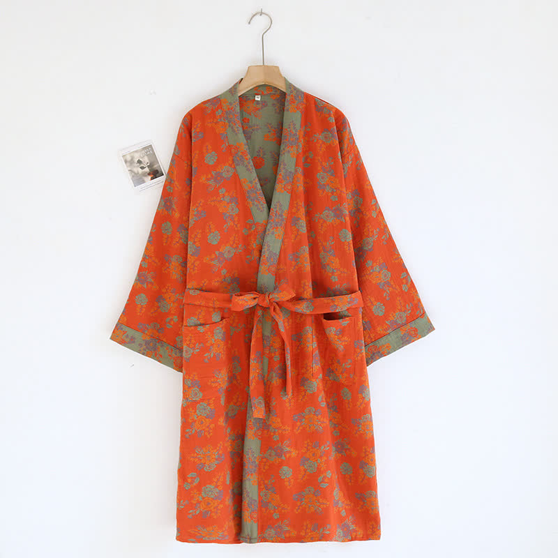 Accappatoio Kimono in garza di cotone a doppio strato - Arancia - L - image 0