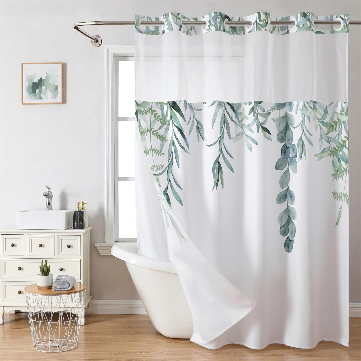 Tenda da doccia impermeabile senza ganci Refresh Leaf