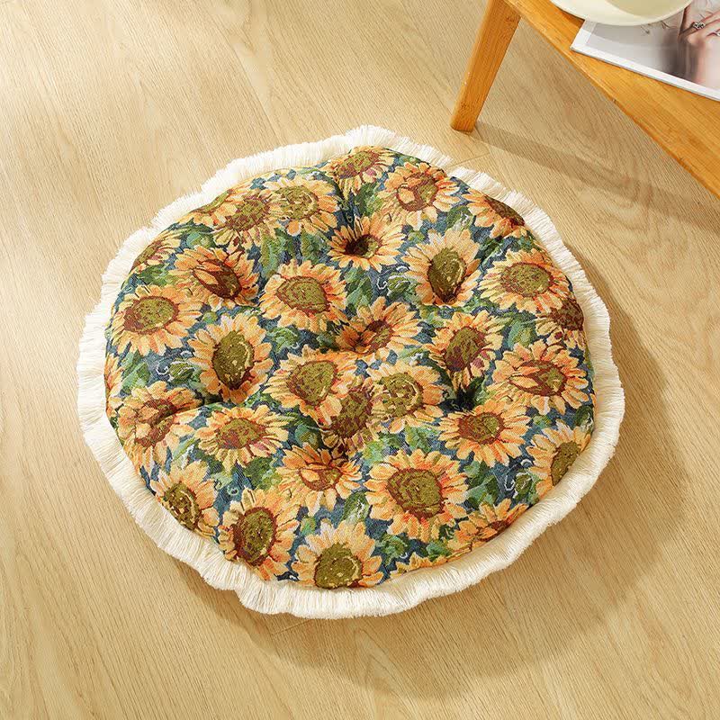 Cuscino decorativo da pavimento con nappa di girasole rurale