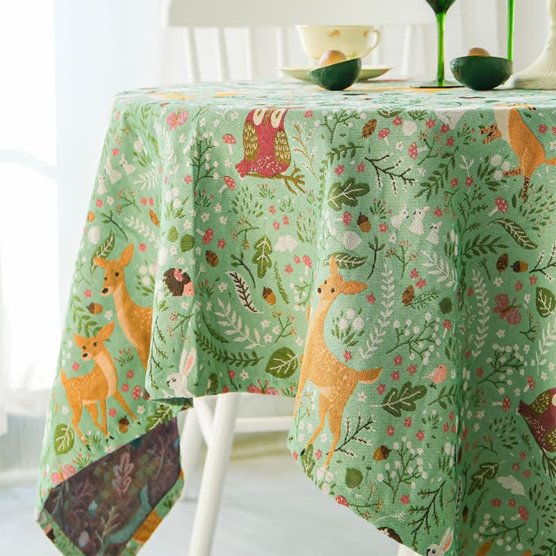 Amcerd Tovaglia natalizia, 120 x 280 cm, verde, plaid natalizio, rettangolare, lavabile, per feste, tovaglia rettangolare, misura a scelta, per la casa, la cucina, la sala da pranzo