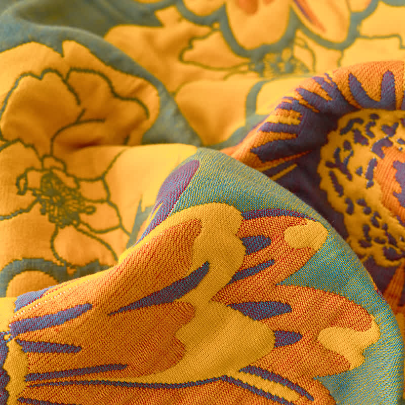Trapunta reversibile a fiori in garza di cotone