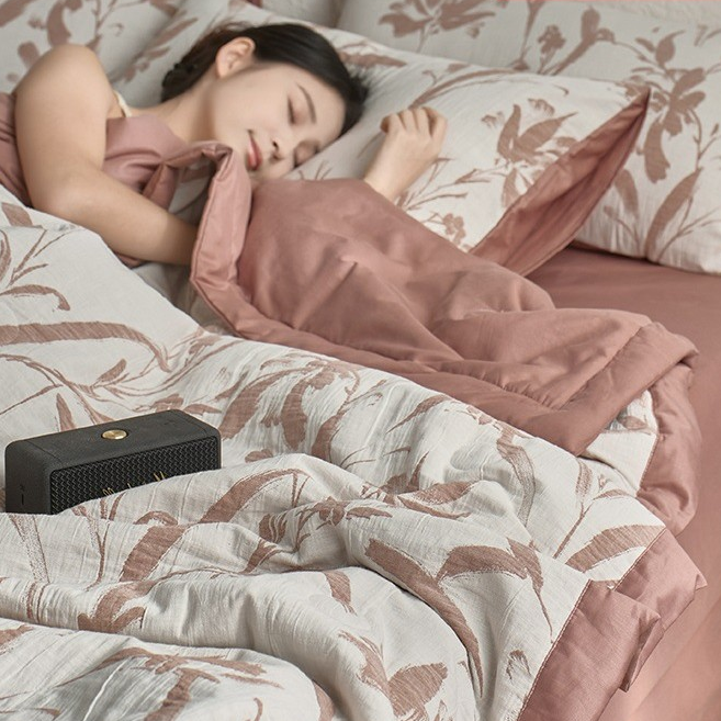 Biancheria da letto in garza di cotone a doppio strato Jacquard Leaf