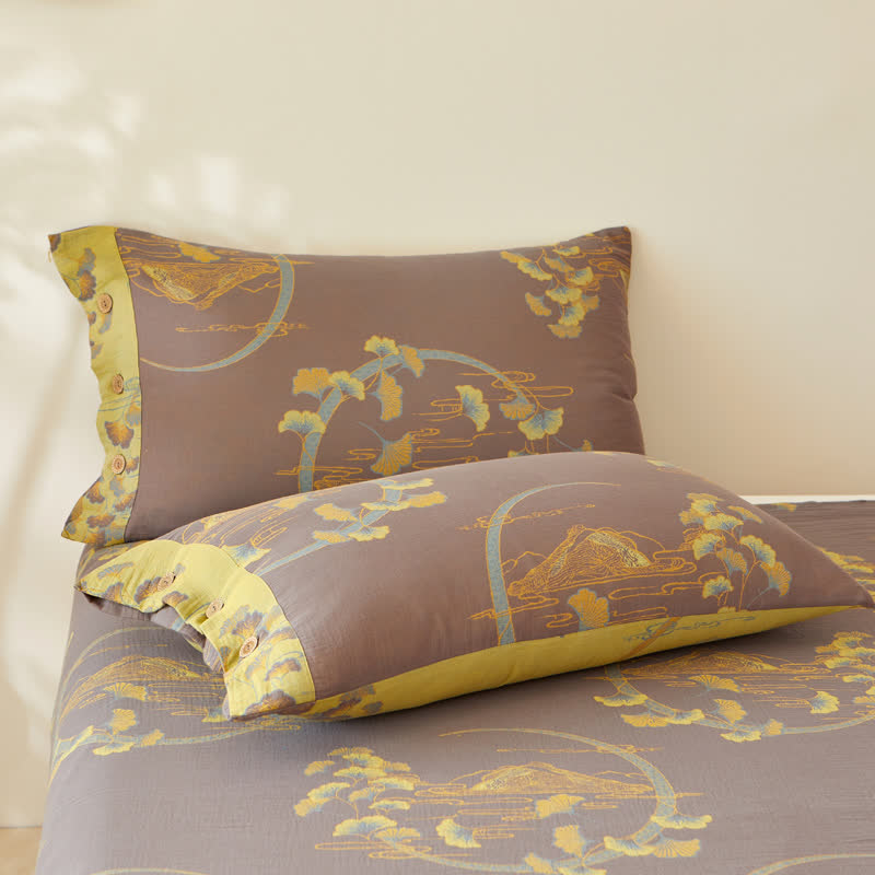 Copriletto reversibile in cotone jacquard tinto in filo a doppio strato
