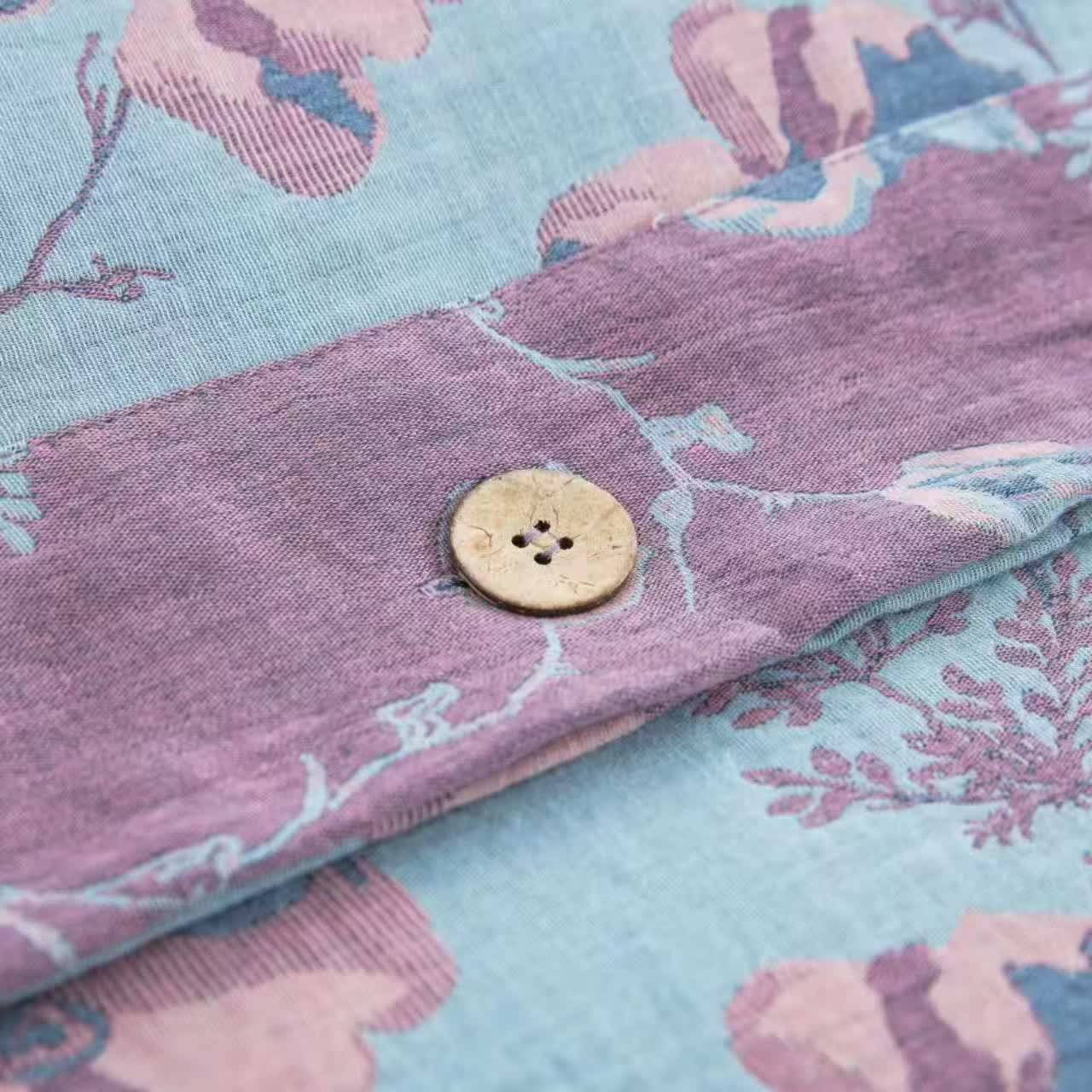Set di biancheria da letto in garza di cotone Blooming Flowers (4 pezzi)