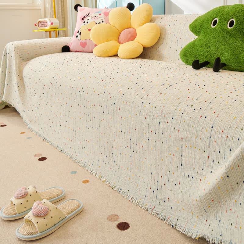 Protezione per divano in ciniglia a pois colorati - Blu - 180cm x 340cm - image 9