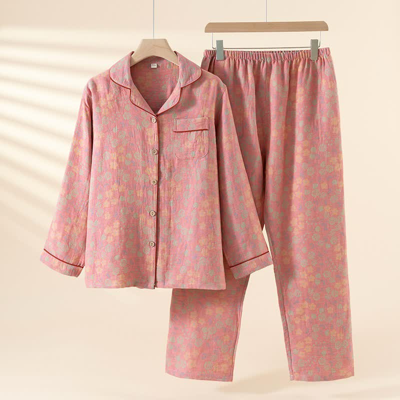 Completo da notte in garza di cotone naturale rosa - Rosa - 2XL - image 1