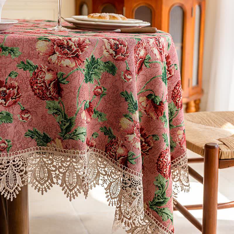 Elegante tovaglia floreale con bordo in pizzo - image 8