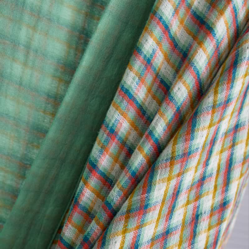 Abito Yukata kimono in garza di cotone scozzese - image 3