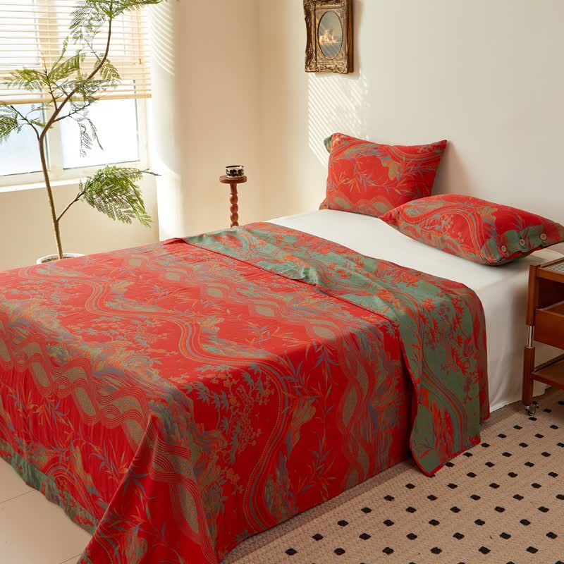 Biancheria da letto in garza di cotone jacquard vintage rurale - image 1