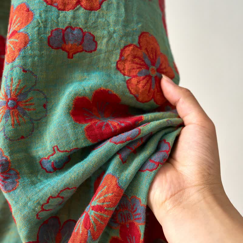 Kimono in garza di cotone con fiori di prugna - image 20