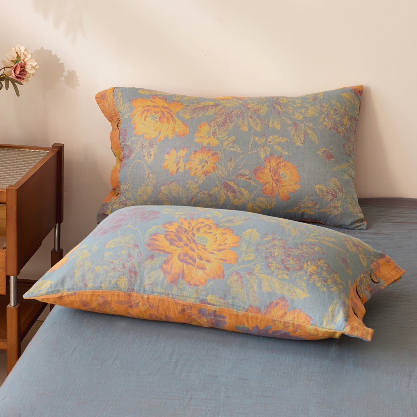 Copriletto in garza di cotone jacquard Peony - 2 federe - 48cm x 74cm - image 2