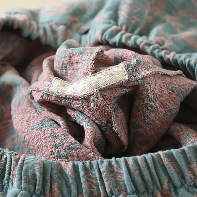 Pigiama a maniche lunghe in cotone vintage con stampa botanica - image 6