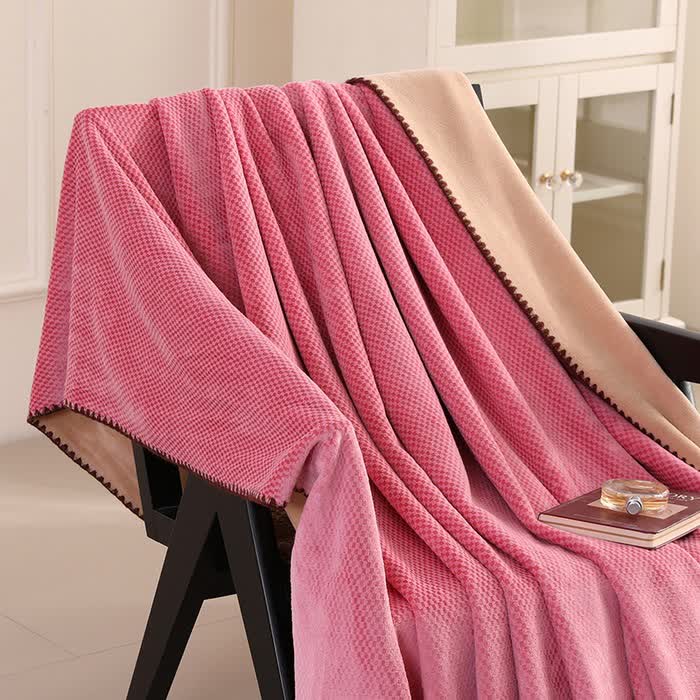 Coperta calda in jacquard scozzese - Rosa scuro - 2 federe - 48cm x 74cm - image 15