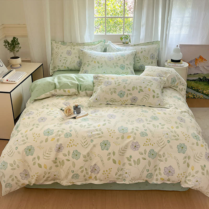 Set di biancheria da letto in cotone con motivi floreali e botanici freschi - image 1