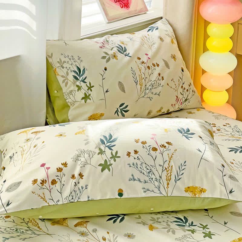 Delicato set di biancheria da letto in cotone con stampa a foglie - image 6