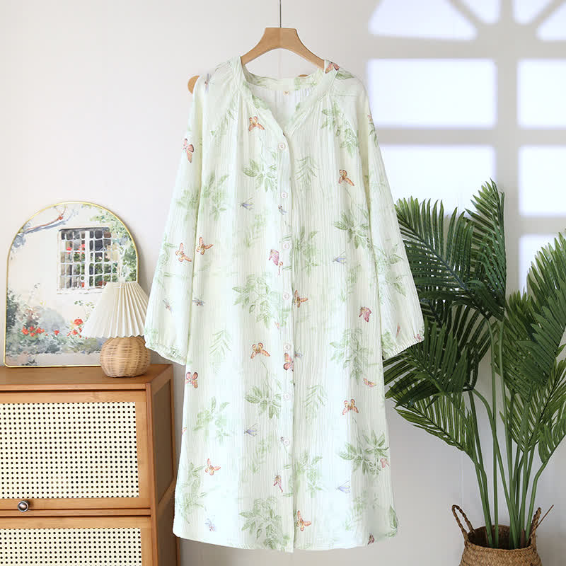 Camicia da notte in cotone con bottoni e farfalle Ownkoti - XL - image 0