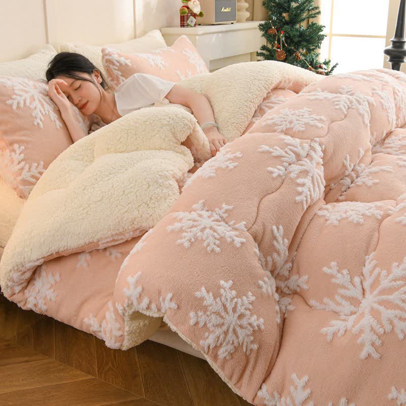 Coperta in jacquard Sherpa con fiocco di neve Ownkoti - Rosa chiaro - Matrimoniale - image 5