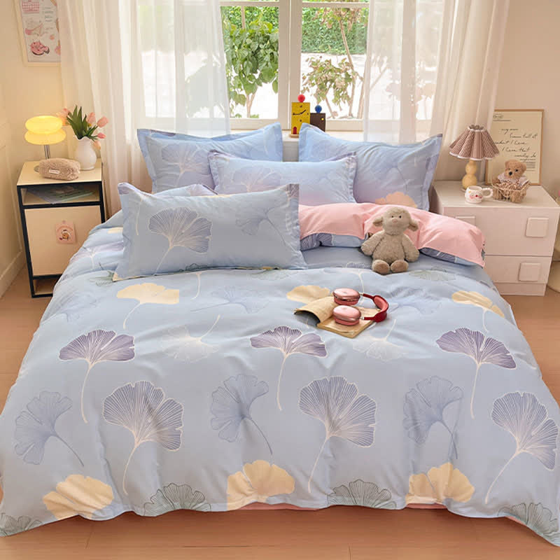 Biancheria da letto reversibile in cotone con foglie di ginkgo Tranquil Ownkoti - image 3