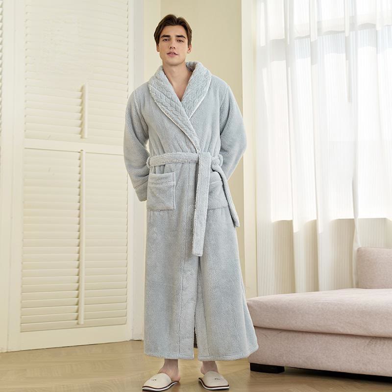 Accappatoio lungo di lusso in pile a doppio strato - Blu - Uomo: 3XL - image 18