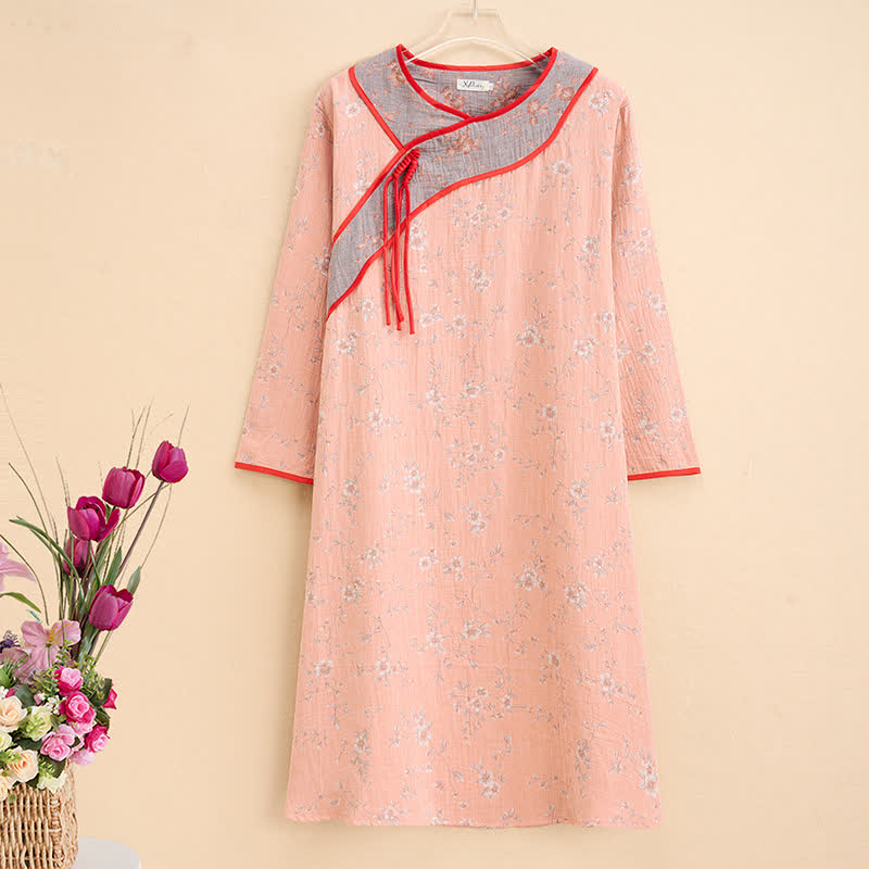 Camicia da notte in garza di cotone floreale arancione taglie forti Ownkoti - 5XL - image 0
