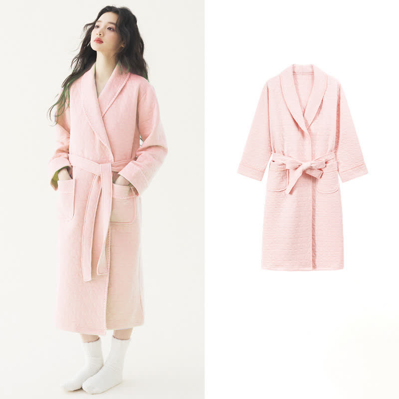 Vestaglia trapuntata semplice tinta unita Ownkoti - Rosa - 2XL - image 17