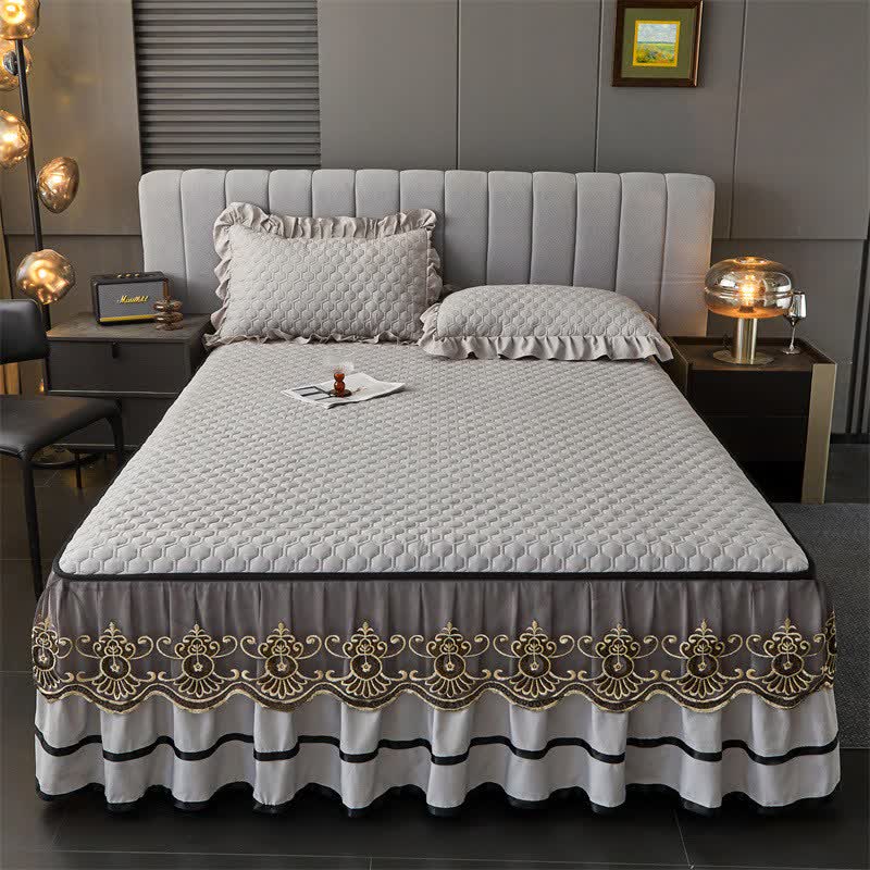 Lenzuolo trapuntato Ownkoti con gonna da letto rimovibile - Grigio - 2 federe - 48cm x 74cm - image 12