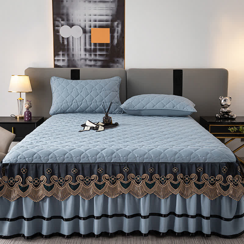 Lenzuolo con gonna da letto trapuntata in pizzo a forma di cuore Ownkoti - image 18