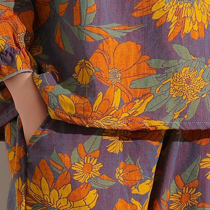 Ownkoti Chrysanthemum Jacquard Ruffled Cotton Loungewear - image 4