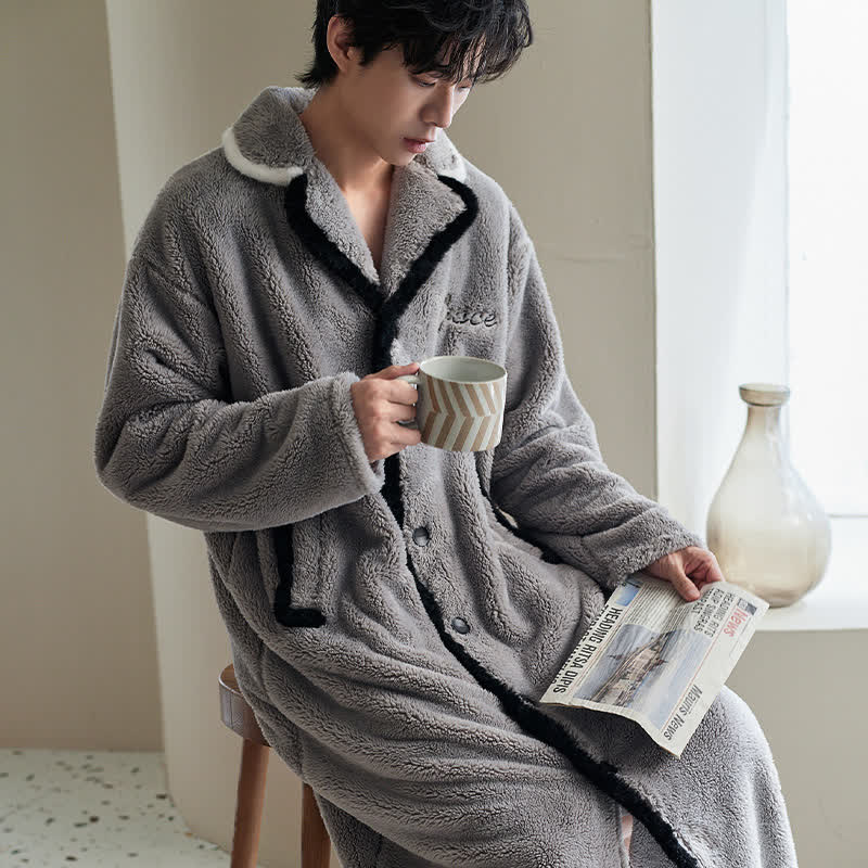 Accappatoio per coppia in peluche grigio Ownkoti - Grigio - Uomo: 2XL - image 5