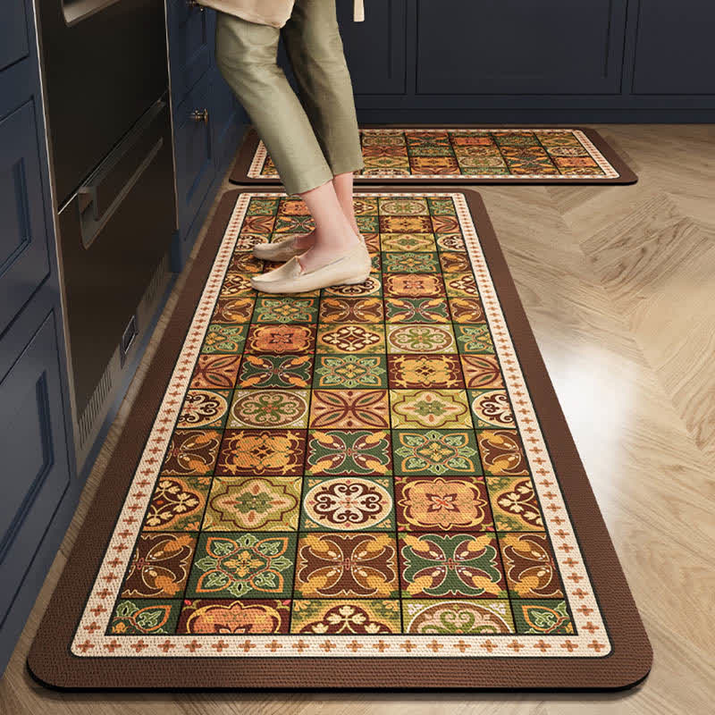 Tappeto da cucina con motivo geometrico retrò Ownkoti - 60cm x 90cm+60cm x 200cm - image 0