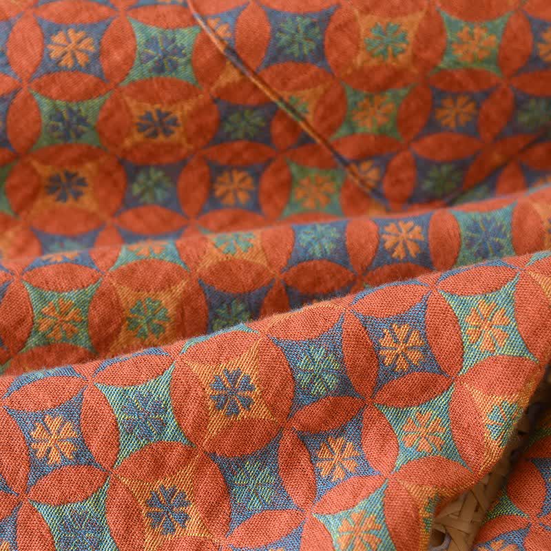 Ownkoti - Abbigliamento da casa in garza di cotone con motivo geometrico retrò - image 9