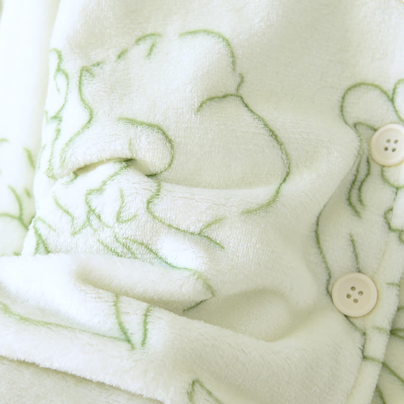 Completo da notte in peluche Fresh Green Line-Art - image 12