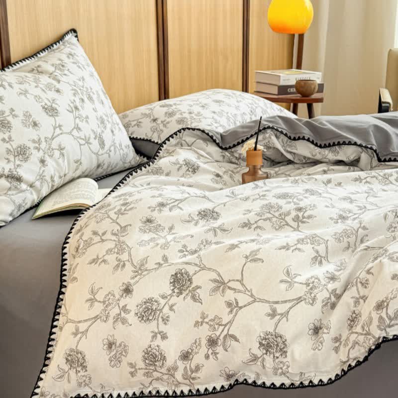 Elegante set di biancheria da letto in cotone spazzolato floreale - image 2