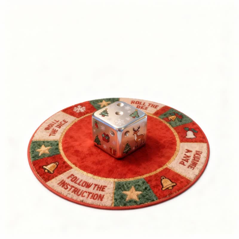 Tappeto effetto 3D a forma di dado ispirato al Natale - image 3