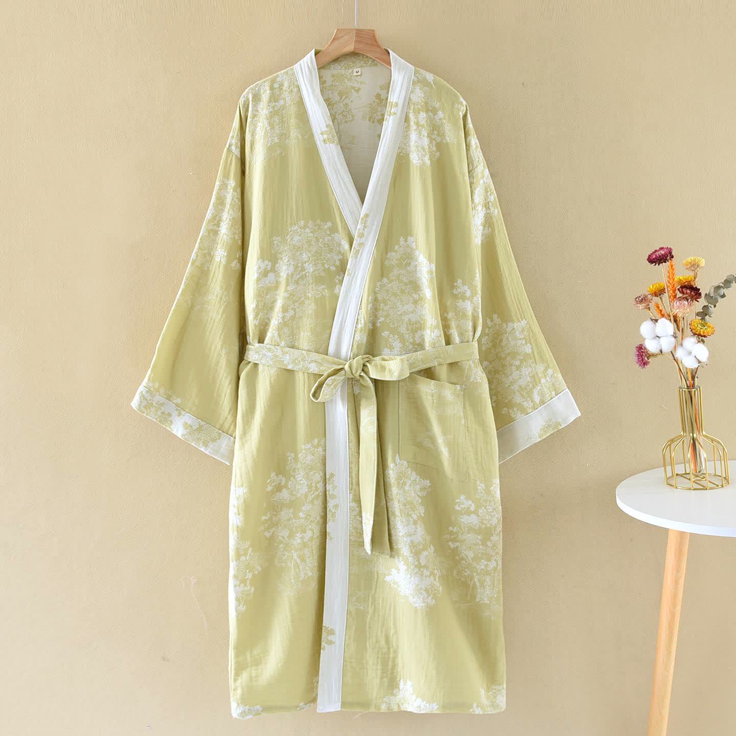 Kimono in garza di cotone Rustic Bushes - Verde chiaro - XL - image 2