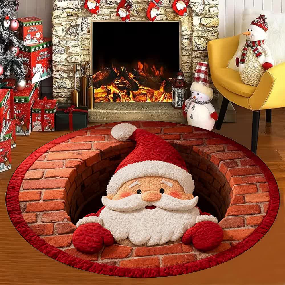 Tappeto effetto 3D con Babbo Natale a tema natalizio - G - 160cm - image 6