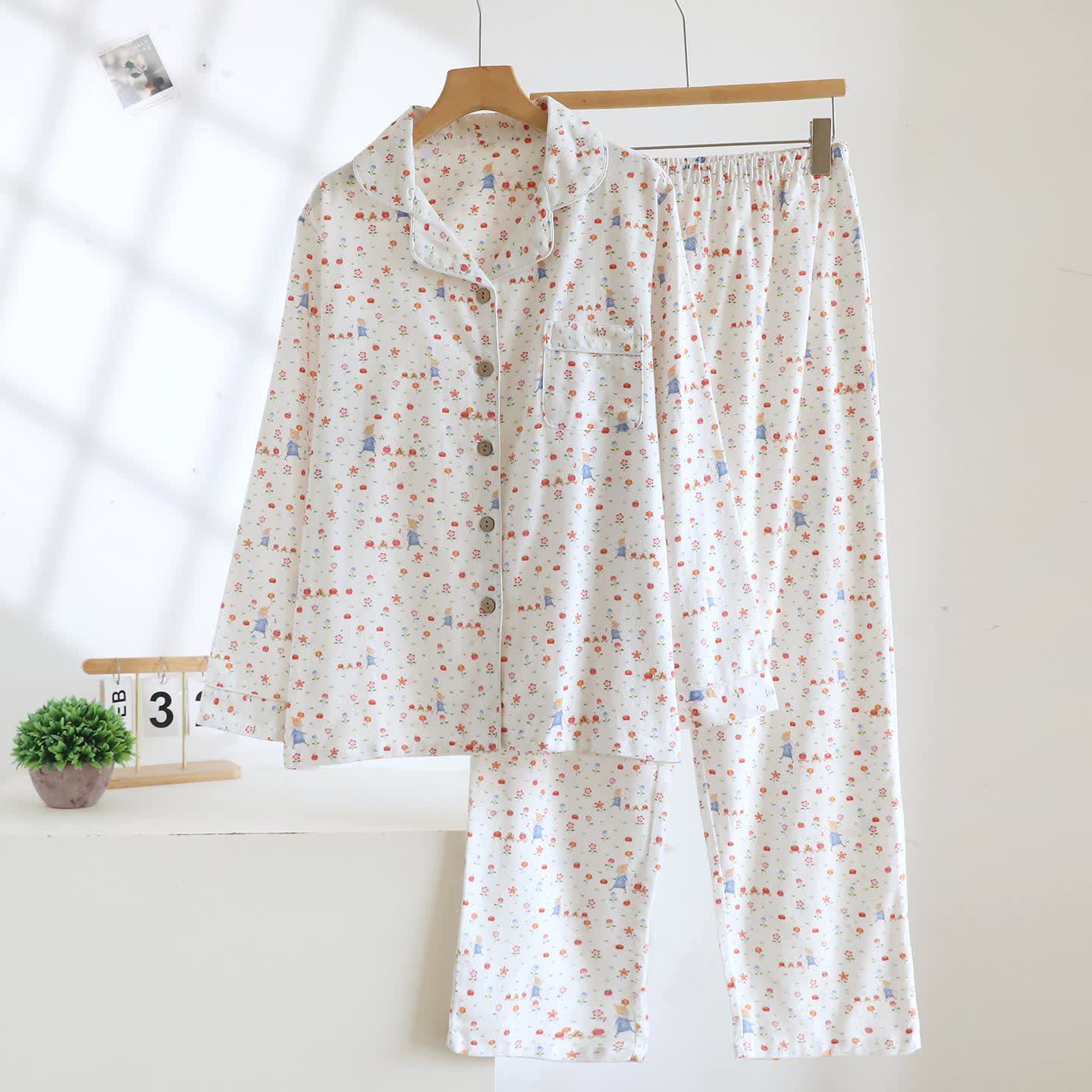 Completo da notte in cotone spazzolato con motivo floreale da sogno - Come immagine - XL - image 0