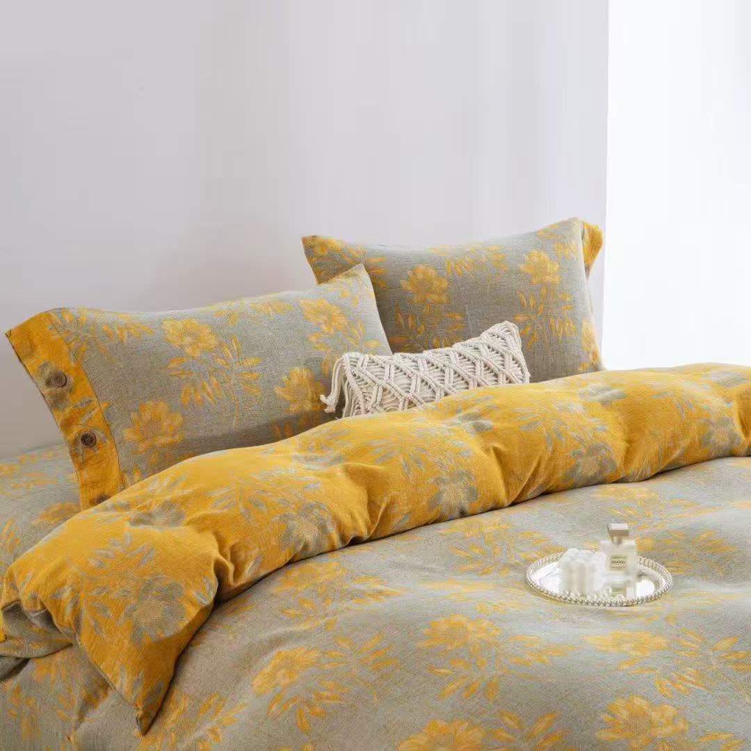Set di biancheria da letto in garza di cotone con motivo floreale (4 pezzi) - image 6