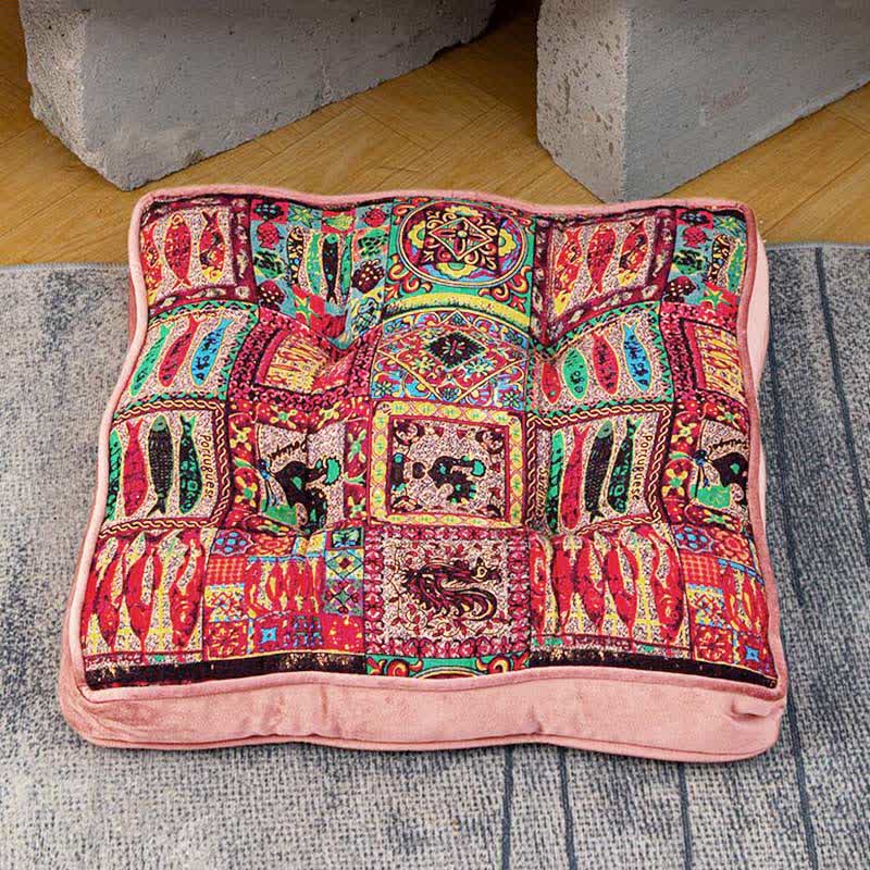 Cuscino per sedia da pavimento marocchino con cinghie di fissaggio - Marrone - 40cm x 40cm x 5cm"A - image 5